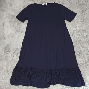 Navy blue stretchy midi tshirt dress